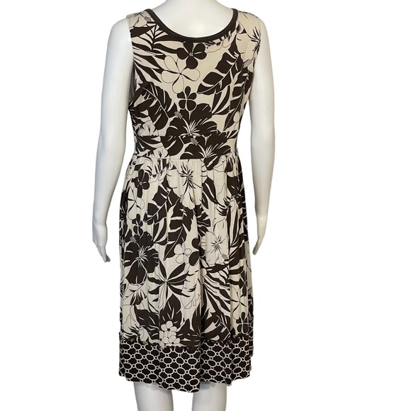 Tommy Bahama Brown Ivory Silk Tropical Palm Sleeveless Embellished Dress Sz 8/10 - Picture 5 of 11